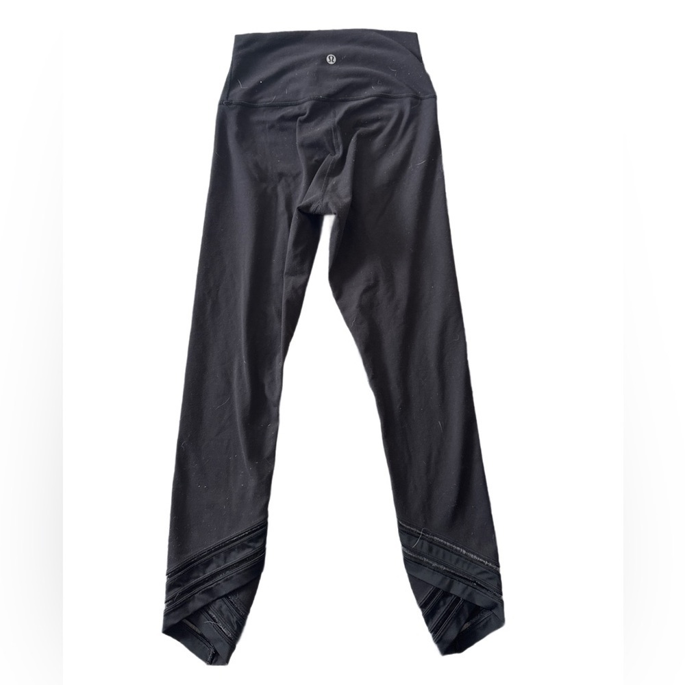 Lululemon Black Angled Mesh Hem Leggings 4 - Picture 2 of 2